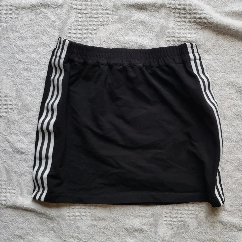 Goldie Black 3  White Stripped Cotton Mini Skirt